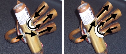 two positions of reversing valve